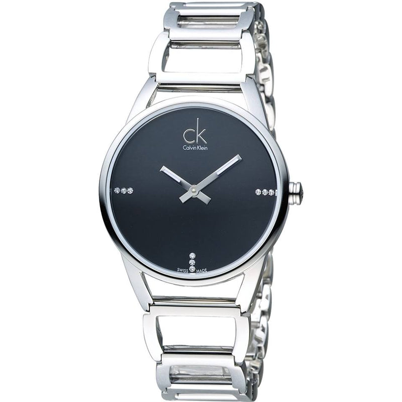 Calvin Klein Stately Black Dial Silver Steel Strap Watch for Women - K3G2312S Buy Now By Calvin Klein