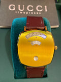 Gucci Grip Quartz Yellow Gold Dial Maroon Leather Strap Watch For Women - YA157405 Buy Now By Gucci