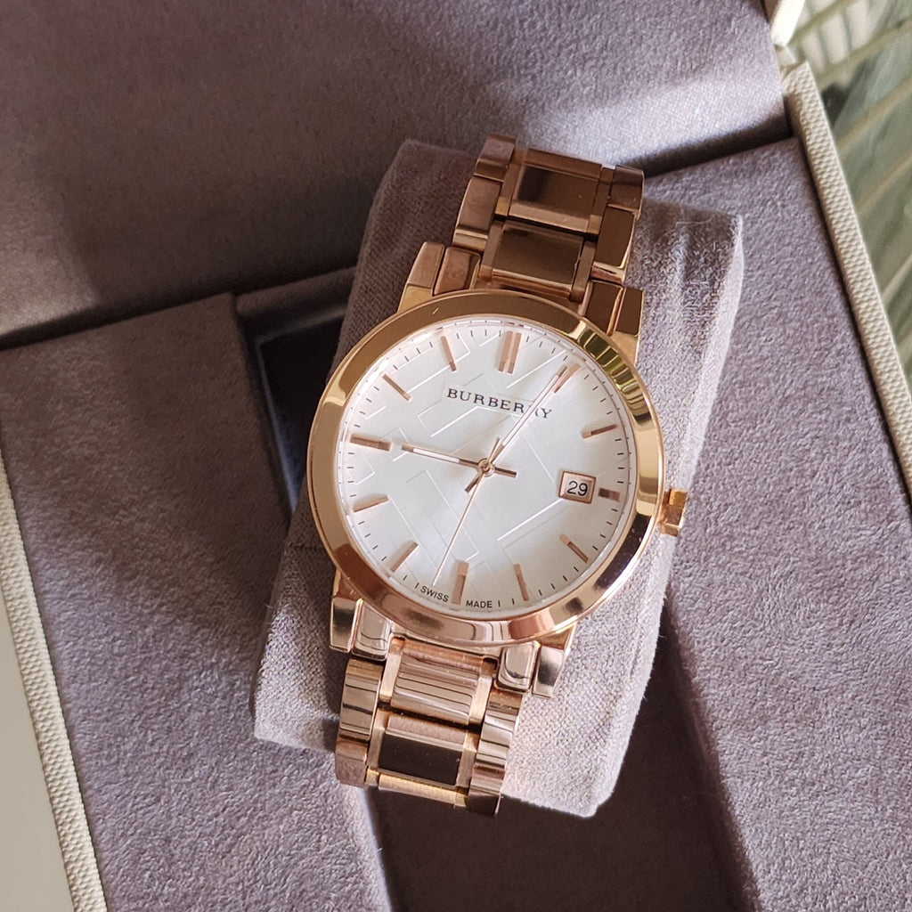 Burberry The City White Dial Rose Gold Steel Strap Watch for Women - BU9004 Buy Now By Burberry