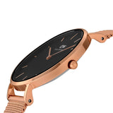 Daniel Wellington Classic Melrose Black Dial Rose Gold Mesh Bracelet Watch For Women - DW00100161 Buy Now By Daniel Wellington
