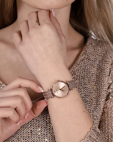 Emporio Armani Gianni T Bar Quartz Rose Gold Dial Rose Gold Steel Strap Watch For Women - AR11342 Buy Now By Emporio Armani
