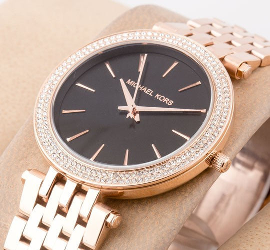 Michael Kors Darci Black Dial Rose Gold Steel Strap Watch for Women - MK3402 Buy Now By Michael Kors