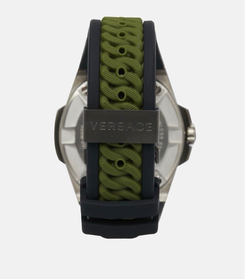 Versace Chain Reaction Quartz White Dial Green Rubber Strap Watch for Men - VEDY00419 Buy Now By Versace
