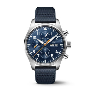 IWC Pilot's Automatic Chronograph 43mm Blue Dial Blue Calfskin Strap Watch for Men - IW377729 Buy Now By IWC