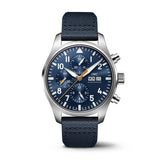 IWC Pilot's Automatic Chronograph 43mm Blue Dial Blue Calfskin Strap Watch for Men - IW377729 Buy Now By IWC