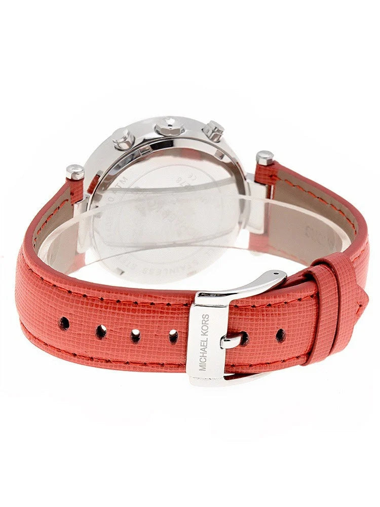 Michael Kors Parker Silver Dial Red Leather Strap Watch for Women - MK2278 Buy Now By Michael Kors