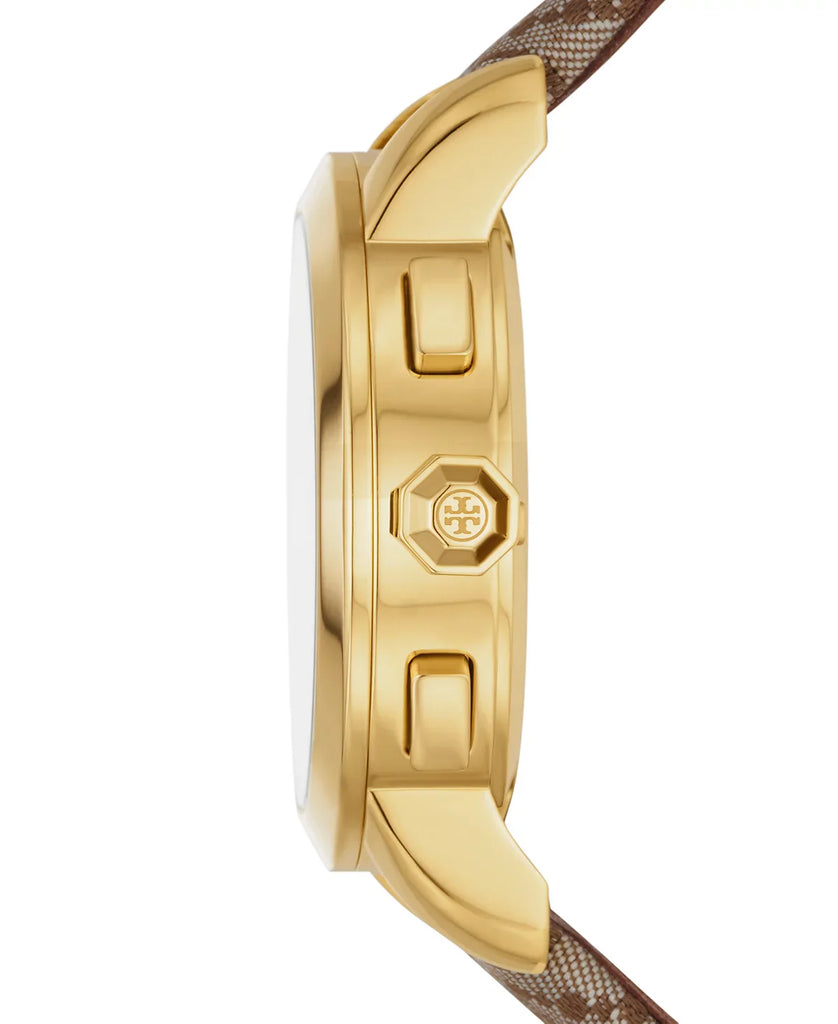 Tory Burch The Tory Chronograph White Dial Maroon Jacquard Strap Watch for Women - TBW1050 Buy Now By Tory Burch