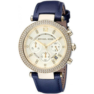 Michael Kors Parker Gold Dial Blue Leather Strap Watch for Women - MK2280 Buy Now By Michael Kors