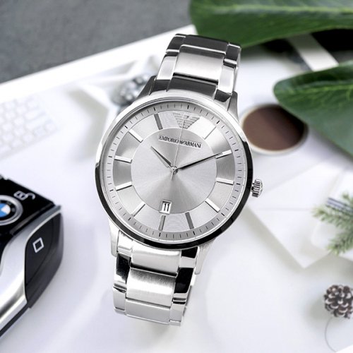 Emporio Armani Renato Quartz Silver Dial Silver Steel Strap Watch For Men - AR11189 Buy Now By Emporio Armani