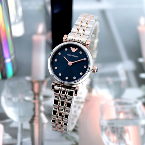Emporio Armani Gianni T Bar Quartz Blue Dial Two Tone Steel Strap Watch For Women - AR11222 Buy Now By Emporio Armani