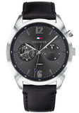 Tommy Hilfiger Deacan Grey Dial Black Leather Strap Watch for Men - 1791548 Buy Now By Tommy Hilfiger