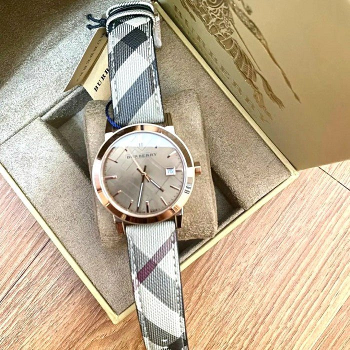 Burberry The City Rose Gold Dial Brown Leather Strap Watch for Women - BU9040 Buy Now By Burberry