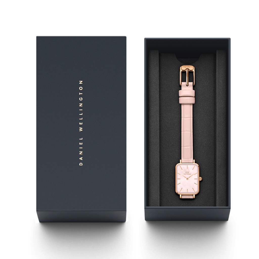 Daniel Wellington Quadro Pressed Mother of Pearl Pink Dial Pink Leather Strap Watch For Women - DW00100508 Buy Now By Daniel Wellington