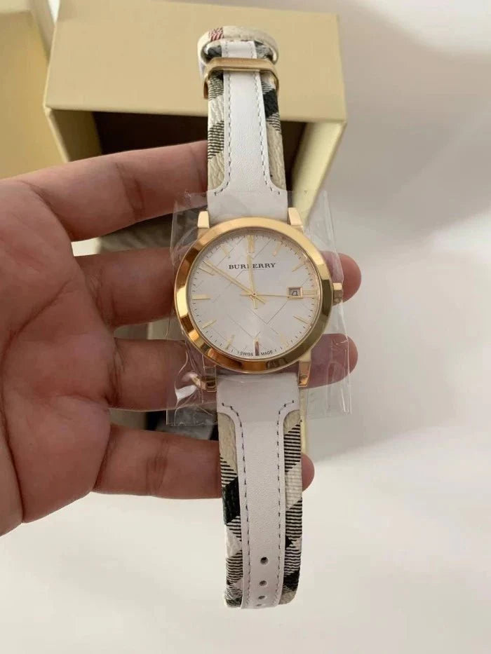 Burberry The City White Dial White Leather Strap Watch for Women - BU9015 Buy Now By Burberry