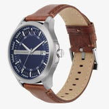Armani Exchange Hampton Chronograph Blue Dial Brown Leather Strap Watch For Men - AX2133 Buy Now By Armani Exchange