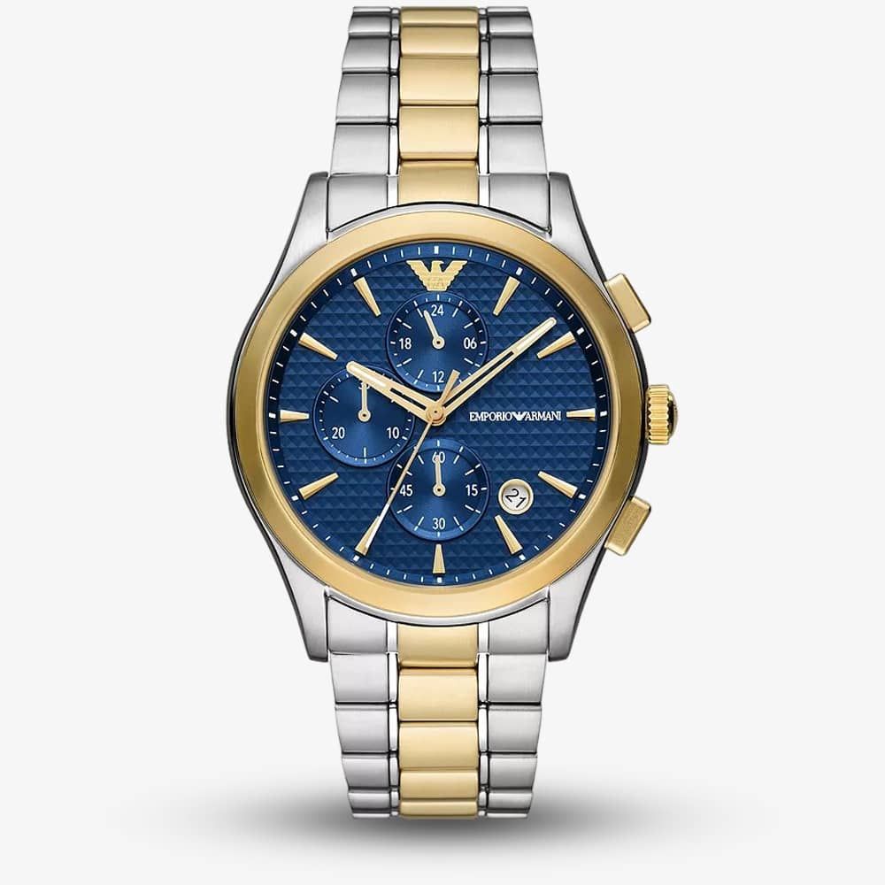 Emporio Armani Paolo Chronograph Blue Dial Two Tone Steel Strap Watch For Men - AR11579 Buy Now By Emporio Armani