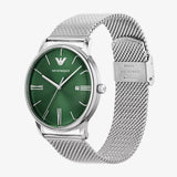 Emporio Armani Minimalist Quartz Green Dial Silver Mesh Bracelet Watch For Men - AR11578 Buy Now By Emporio Armani