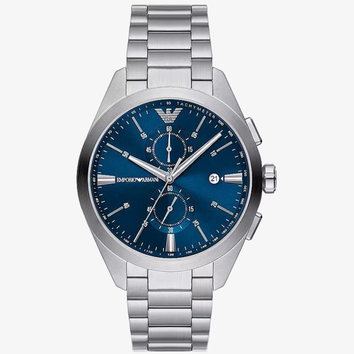 Emporio Armani Claudio Chronograph Blue Dial Silver Steel Strap Watch For Men - AR11541 Buy Now By Emporio Armani