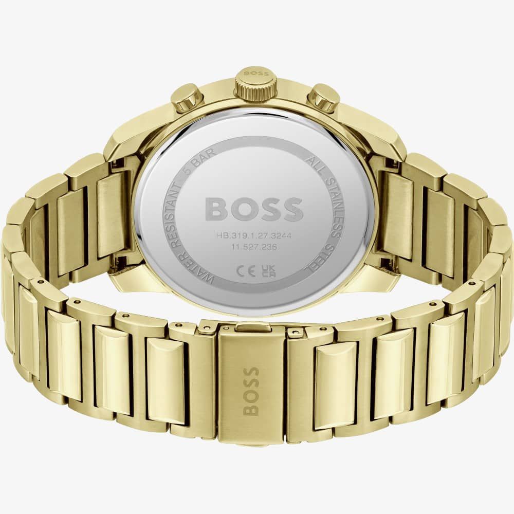 Hugo Boss Trace Chronograph Black Dial Gold Steel Strap Watch For Men - 1514006 Buy Now By Hugo Boss
