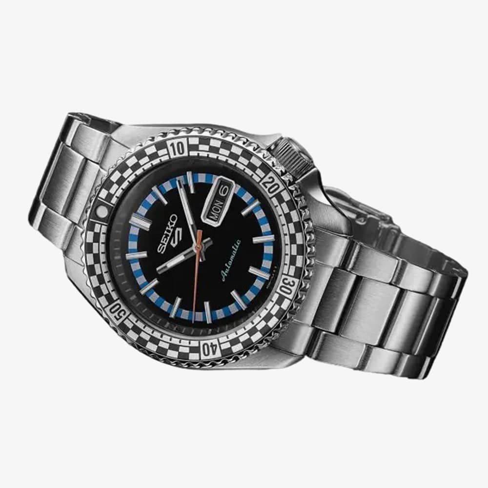 Seiko 5 Sports Checker Flag Special Edition Black Dial Silver Steel Strap Watch For Men - SRPK67K1 Buy Now By Seiko