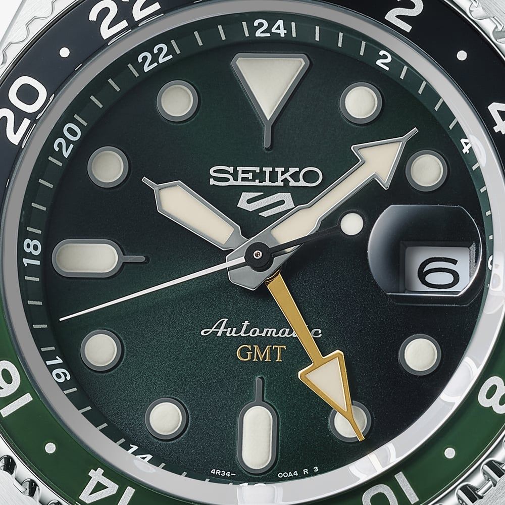 Seiko 5 Sports SKX GMT Automatic Green Dial Silver Steel Strap Watch For Men - SSK035K1 Buy Now By Seiko