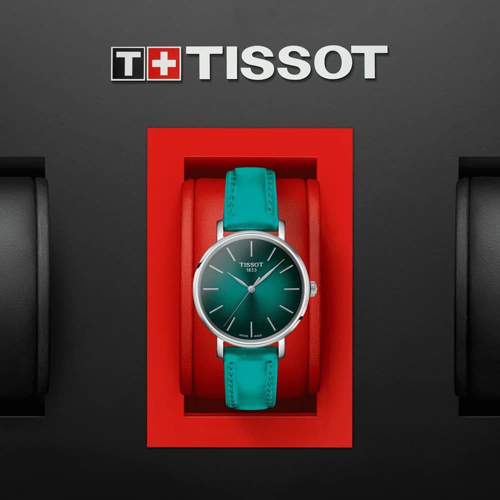 Tissot Everytime Lady Green Dial Green Leather Strap Watch for Women - T143.210.17.091.00 Buy Now By Tissot