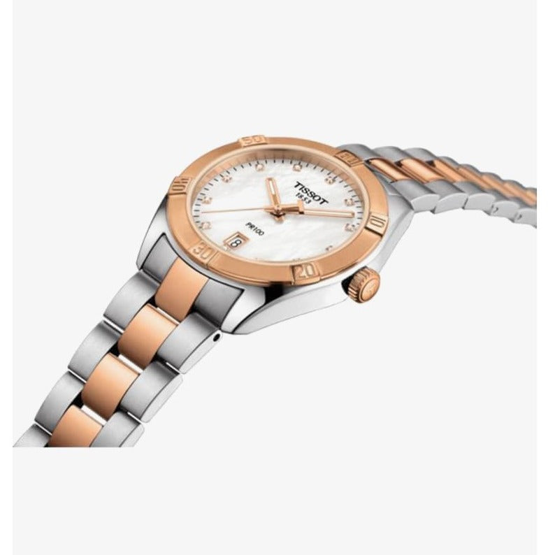 Tissot PR 100 Sport Chic Diamonds Mother of Pearl Dial Two Tone Steel Strap Watch for Women - T101.910.22.116.00 Buy Now By Tissot