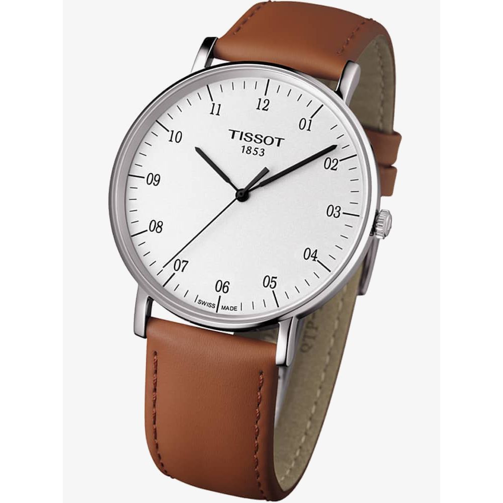 Tissot T Classic Everytime Large White Dial Brown Leather Strap Watch For Men - T109.610.16.037.00 Buy Now By Tissot