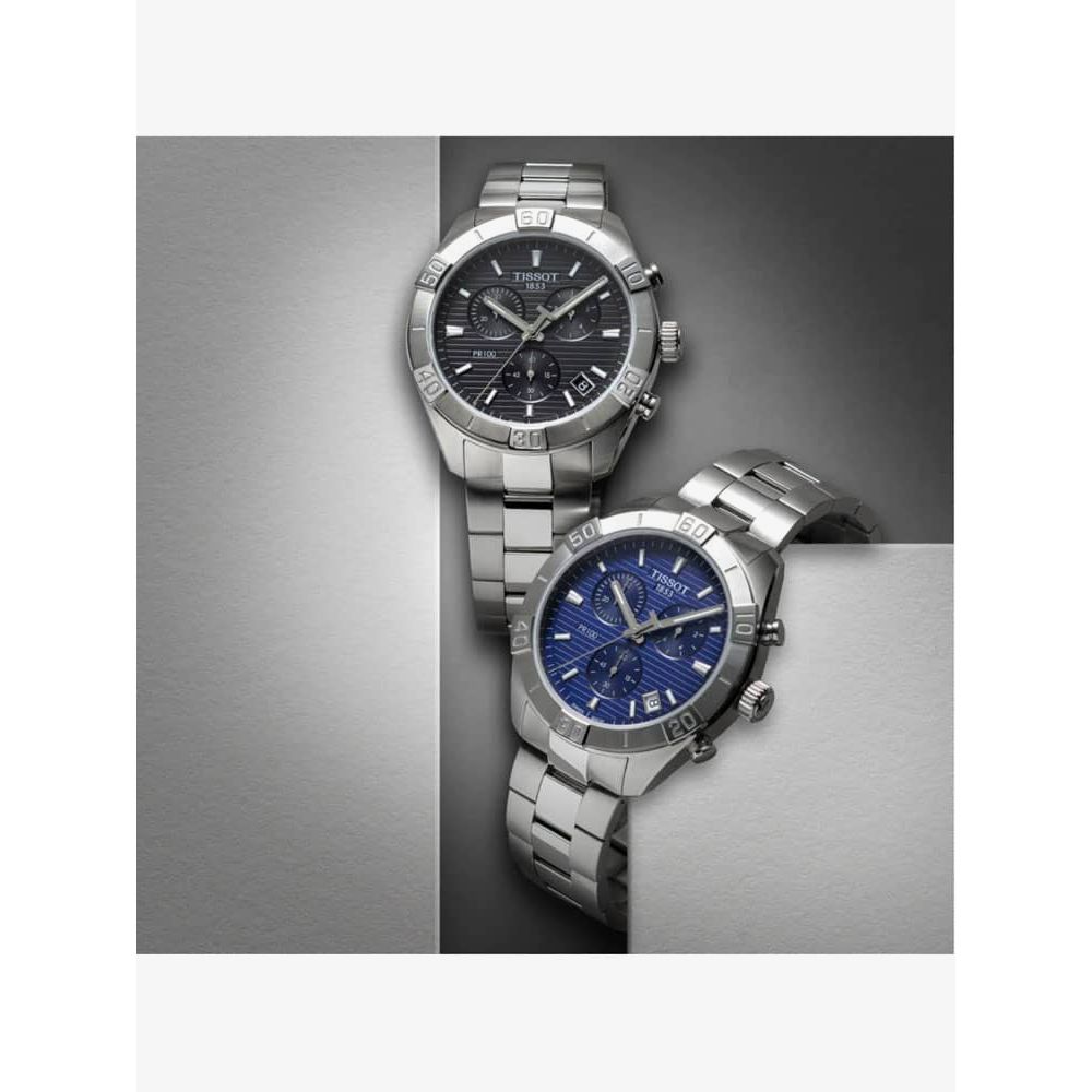 Tissot T Classic PR 100 Sport Chronograph Black Dial Silver Steel Strap Watch for Men - T101.617.11.051.00 Buy Now By Tissot