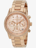 Michael Kors Ritz Chronograph Rose Gold Dial Rose Gold Steel Strap Watch for Women - MK6357 Buy Now By Michael Kors