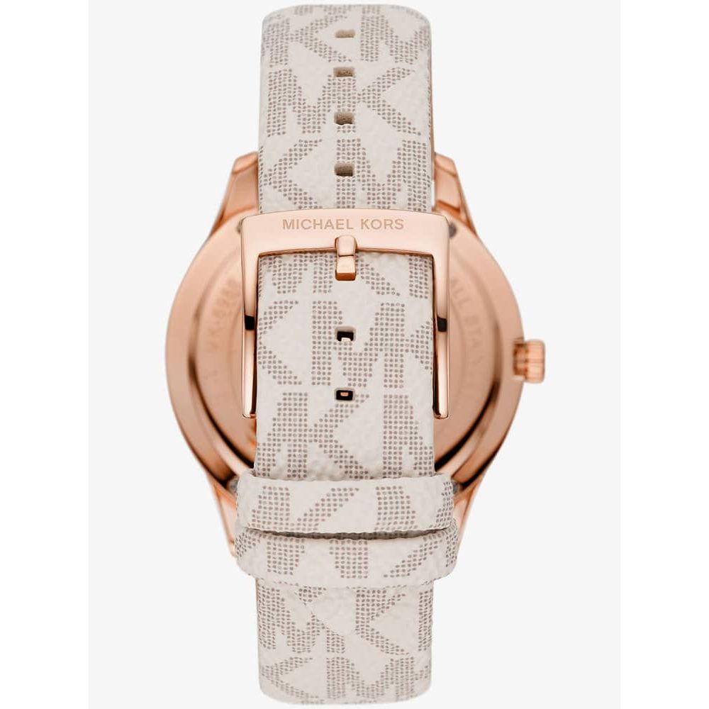 Michael Kors Runway Quartz Rose Gold Dial White Leather Strap Watch For Women - MK6980 Buy Now By Michael Kors