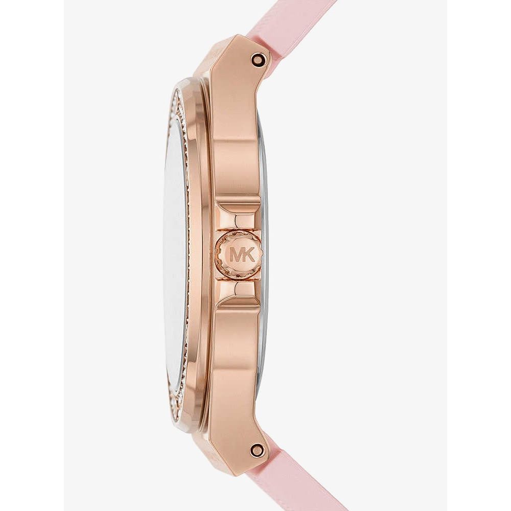 Michael Kors Mini Lennox Three-Hand Rose Gold Dial Pink Silicone Strap Watch For Women - MK7282 Buy Now By Michael Kors