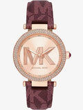 Michael Kors Parker Rose Gold Dial Maroon Leather Strap Watch For Women - MK2974 Buy Now By Michael Kors