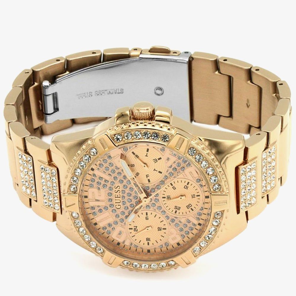 Guess Frontier Diamonds Rose Gold Dial Rose Gold Steel Strap Watch For Women - W1156L3 Buy Now By Guess