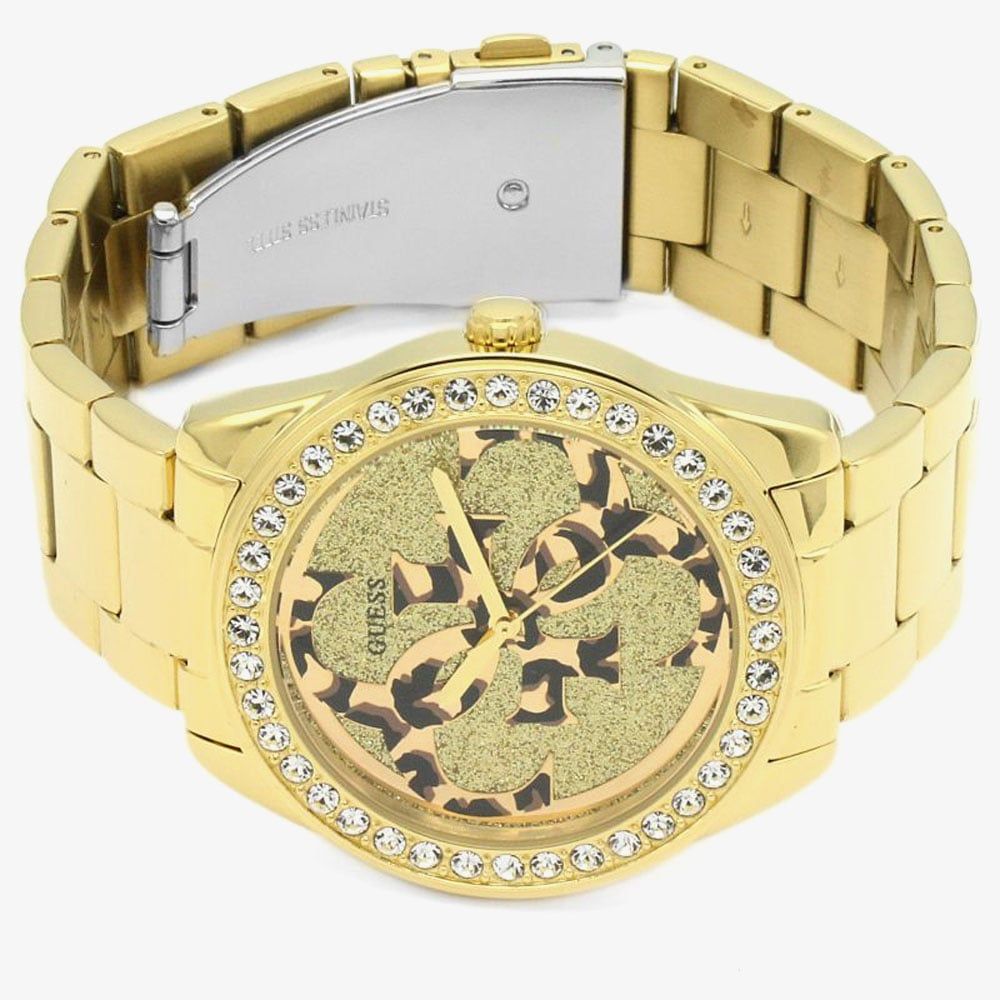Guess G Twist Diamonds Gold Dial Gold Steel Strap Watch For Women - W1201L2 Buy Now By Guess