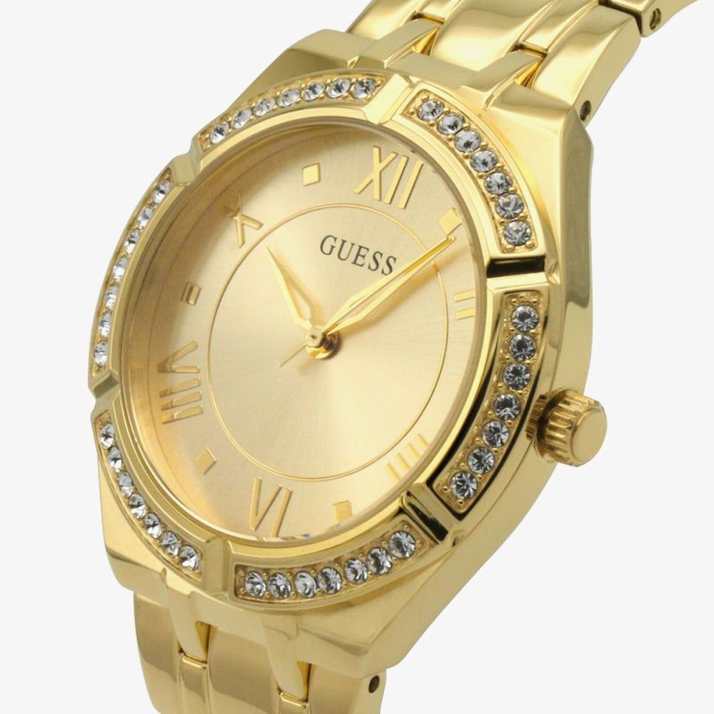 Guess Cosmo Diamonds Gold Dial Gold Steel Strap Watch For Women - GW0033L2 Buy Now By Guess