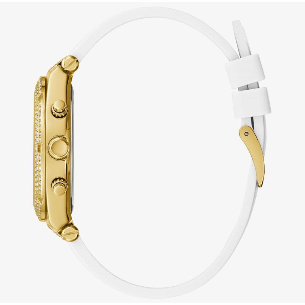 Guess Heiress Diamonds Gold Dial White Rubber Strap Watch for Women - GW0407L2 Buy Now By Guess
