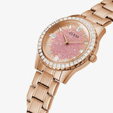 Guess Glitter Diamonds Pink Dial Rose Gold Steel Strap Watch for Women - GW0405L3 Buy Now By Guess