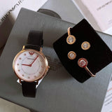 Emporio Armani Kappa Mother of Pearl Dial Black Leather Strap Watch For Women - AR80011 Buy Now By Emporio Armani