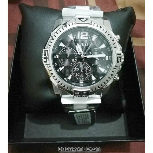 Guess Commander Chronograph Black Dial Silver Steel Strap Watch for Men - GW0056G1 Buy Now By Guess