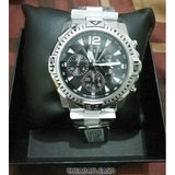 Guess Commander Chronograph Black Dial Silver Steel Strap Watch for Men - GW0056G1 Buy Now By Guess