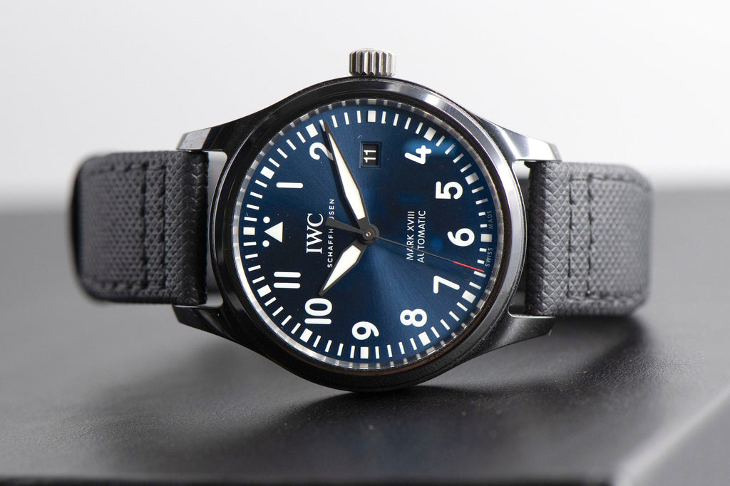 IWC Pilot’s Watch Mark XVIII Edition “Laureus Sport for Good Foundation" Blue Dial Black Nylon Strap Watch for Men - IW324703 Buy Now By IWC