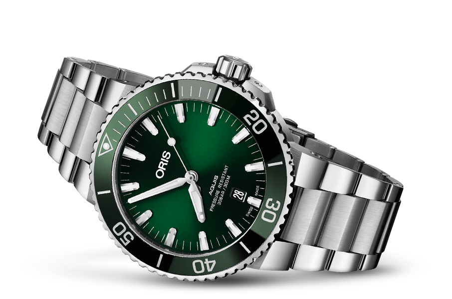 Oris Aquis Date Green Dial Silver Steel Strap Watch for Men - 0173377304157-0782405PEB Buy Now By Oris