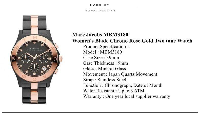 Marc Jacobs Blade Chronograph Grey Dial Two Tone Steel Strap Watch for Women - MBM3180 Buy Now By Marc Jacobs