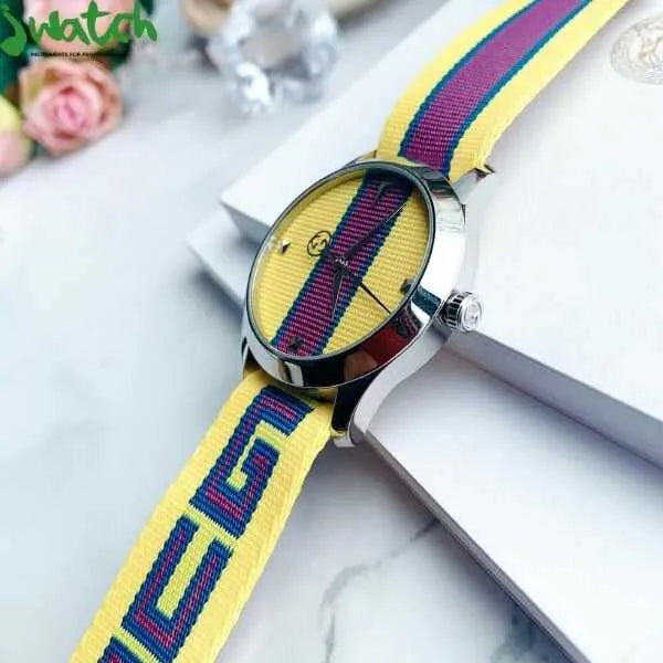 Gucci G Timeless Quartz Yellow & Purple Dial Yellow & Purple NATO Strap Watch For Men - YA1264069 Buy Now By Gucci