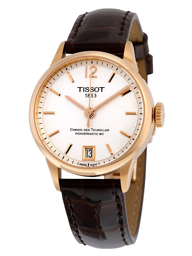 Tissot Chemin Des Tourelles Powermatic 80 Lady Silver Dial Brown Leather Strap Watch For Women - T099.207.36.037.00 Buy Now By Tissot