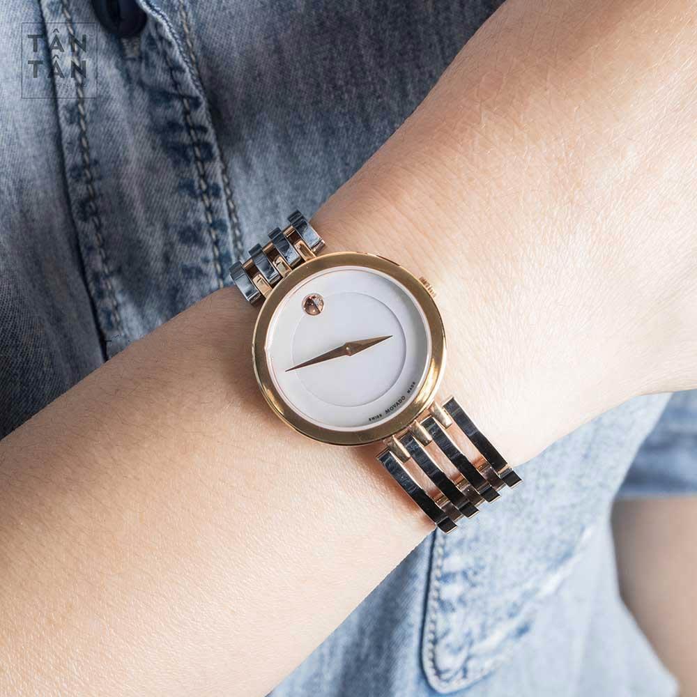 Movado Esperanza Mother of Pearl Dial Two Tone Steel Strap Watch For Women - 0607114 Buy Now By Movado