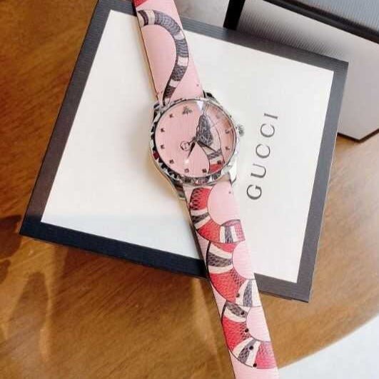 Gucci G Timeless Pink Dial Pink Leather Strap Watch For Women - YA1264083 Buy Now By Gucci