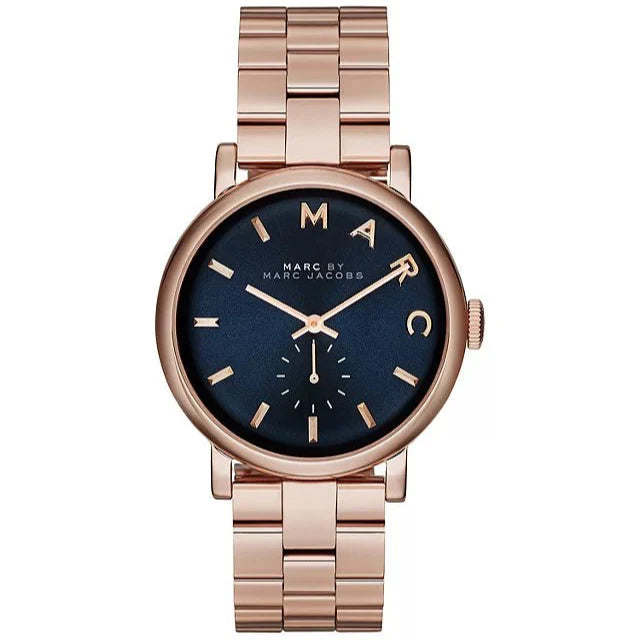 Marc Jacobs Baker Blue Dial Rose Gold Steel Strap Watch for Women - MBM3330 Buy Now By Marc Jacobs