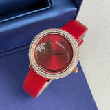 Swarovski Crystal Frost Red Dial Red Leather Strap Watch for Women - 5519226 Buy Now By Swarovski